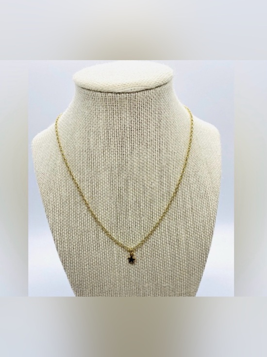 Hand Crafted Jewelry - Black Enamel Star Charm Gold Chain Necklace Boho Eclectic Y2K Whimsigoth Preppy